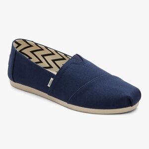 Size 9 Toms Dark Blue Canvas Slip-Ons